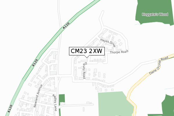 CM23 2XW map - large scale - OS Open Zoomstack (Ordnance Survey)