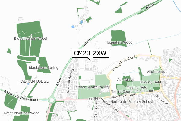 CM23 2XW map - small scale - OS Open Zoomstack (Ordnance Survey)