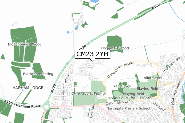 CM23 2YH map - small scale - OS Open Zoomstack (Ordnance Survey)