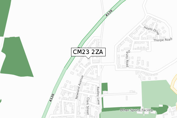 CM23 2ZA map - large scale - OS Open Zoomstack (Ordnance Survey)