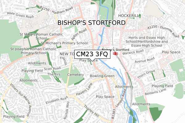 CM23 3FQ map - small scale - OS Open Zoomstack (Ordnance Survey) CM23 3FQ map - small scale - OS Open Zoomstack (Ordnance Survey)