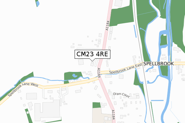 CM23 4RE map - large scale - OS Open Zoomstack (Ordnance Survey)