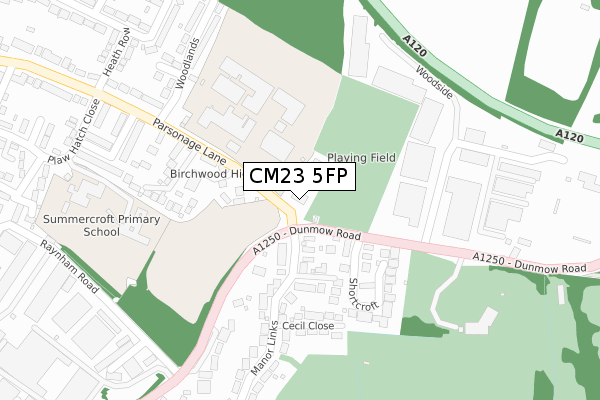 CM23 5FP map - large scale - OS Open Zoomstack (Ordnance Survey)