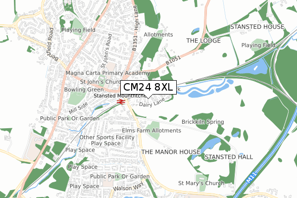 CM24 8XL map - small scale - OS Open Zoomstack (Ordnance Survey) CM24 8XL map - small scale - OS Open Zoomstack (Ordnance Survey)