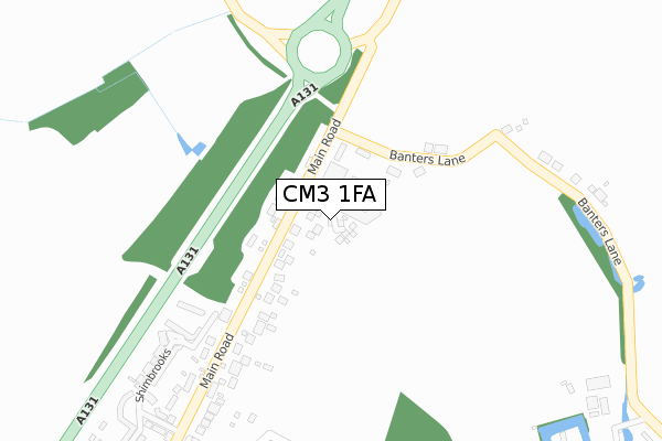 CM3 1FA map - large scale - OS Open Zoomstack (Ordnance Survey) CM3 1FA map - large scale - OS Open Zoomstack (Ordnance Survey)