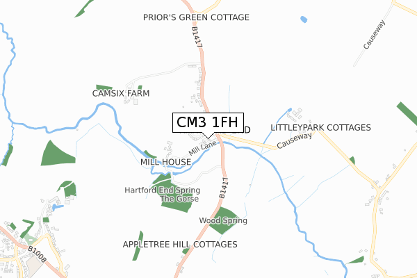 CM3 1FH map - small scale - OS Open Zoomstack (Ordnance Survey)