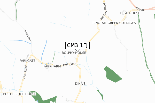 CM3 1FJ map - small scale - OS Open Zoomstack (Ordnance Survey)
