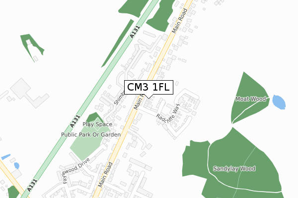 CM3 1FL map - large scale - OS Open Zoomstack (Ordnance Survey)