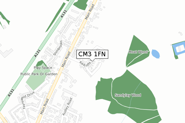 CM3 1FN map - large scale - OS Open Zoomstack (Ordnance Survey)