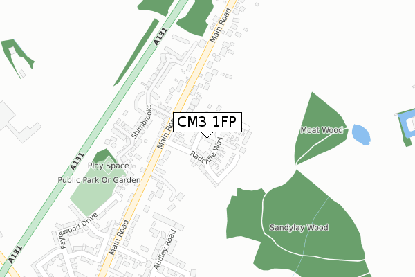 CM3 1FP map - large scale - OS Open Zoomstack (Ordnance Survey)