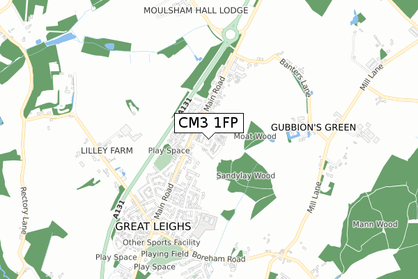 CM3 1FP map - small scale - OS Open Zoomstack (Ordnance Survey)
