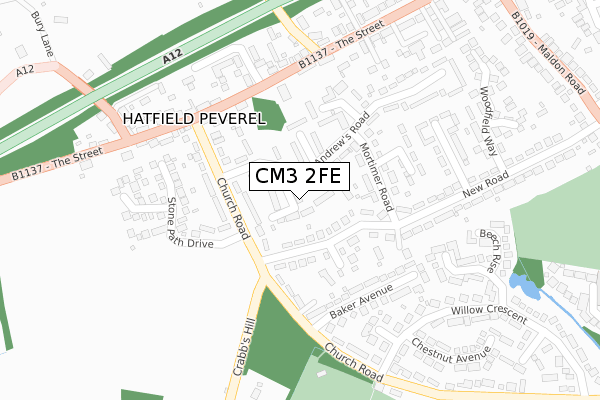 CM3 2FE map - large scale - OS Open Zoomstack (Ordnance Survey)
