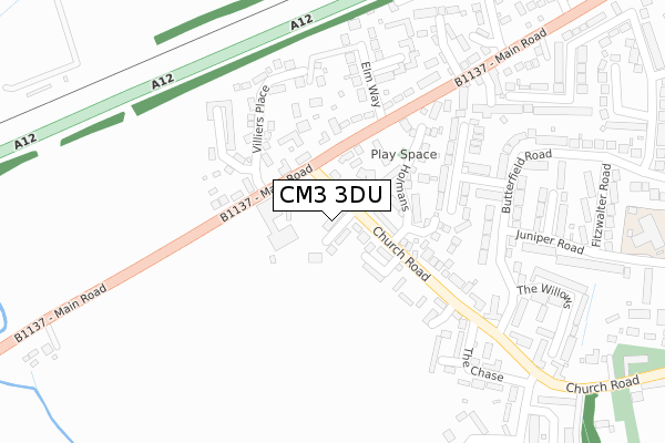 CM3 3DU map - large scale - OS Open Zoomstack (Ordnance Survey)