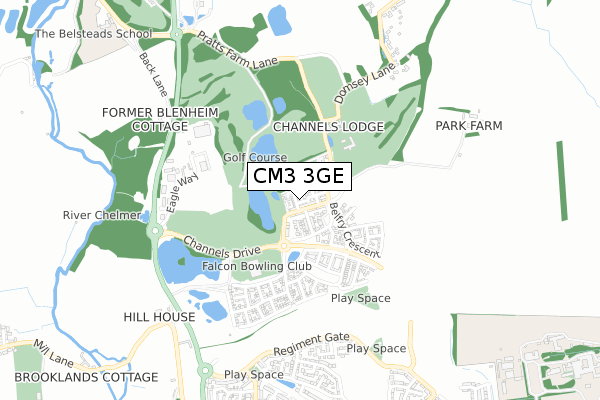CM3 3GE map - small scale - OS Open Zoomstack (Ordnance Survey)