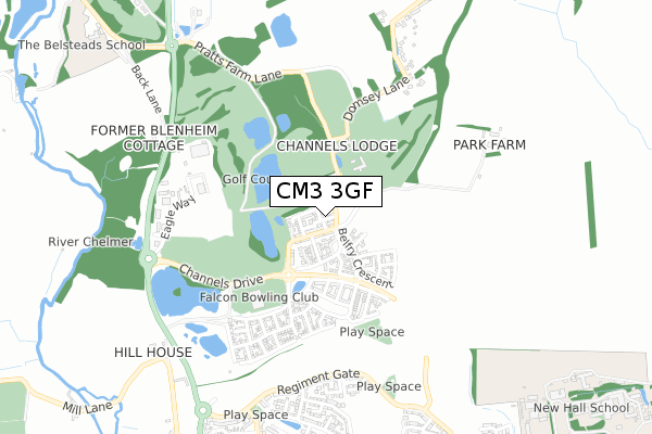 CM3 3GF map - small scale - OS Open Zoomstack (Ordnance Survey)