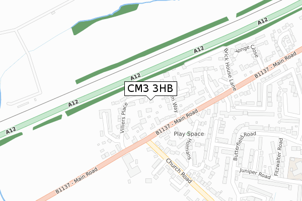CM3 3HB map - large scale - OS Open Zoomstack (Ordnance Survey)