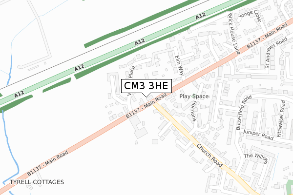 CM3 3HE map - large scale - OS Open Zoomstack (Ordnance Survey)