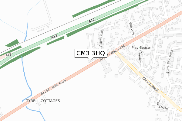 CM3 3HQ map - large scale - OS Open Zoomstack (Ordnance Survey)