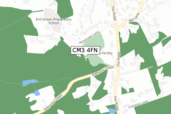 CM3 4FN map - large scale - OS Open Zoomstack (Ordnance Survey)