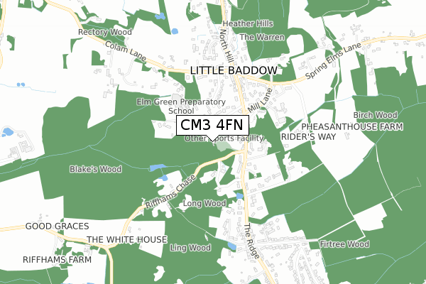 CM3 4FN map - small scale - OS Open Zoomstack (Ordnance Survey)