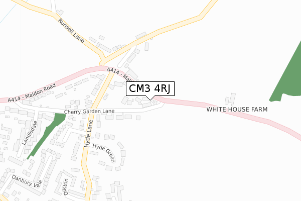 CM3 4RJ map - large scale - OS Open Zoomstack (Ordnance Survey)