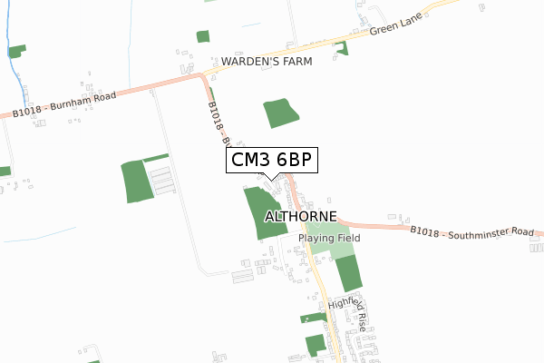 CM3 6BP map - small scale - OS Open Zoomstack (Ordnance Survey)