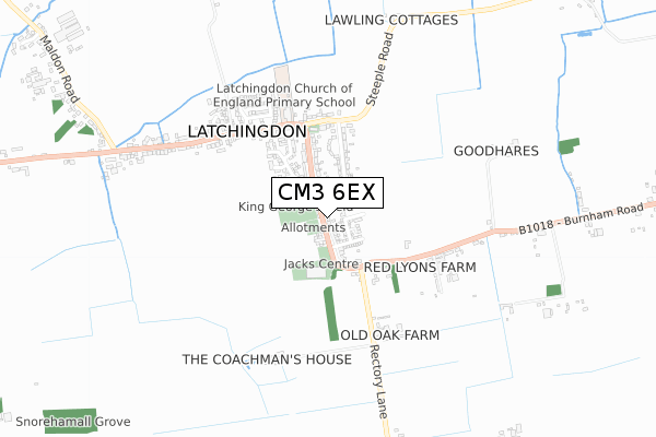 CM3 6EX map - small scale - OS Open Zoomstack (Ordnance Survey)