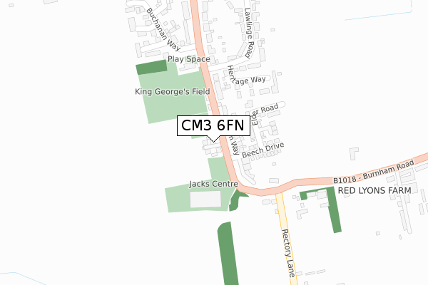 CM3 6FN map - large scale - OS Open Zoomstack (Ordnance Survey)