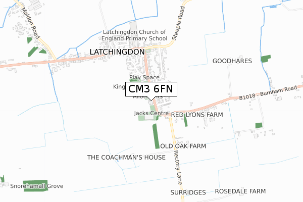 CM3 6FN map - small scale - OS Open Zoomstack (Ordnance Survey)