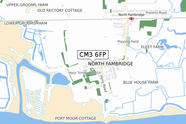 CM3 6FP map - small scale - OS Open Zoomstack (Ordnance Survey)