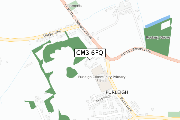 CM3 6FQ map - large scale - OS Open Zoomstack (Ordnance Survey)