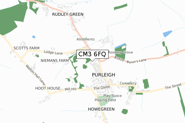 CM3 6FQ map - small scale - OS Open Zoomstack (Ordnance Survey)