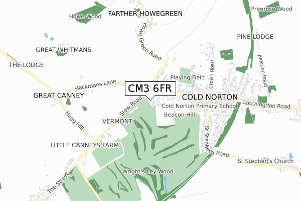 CM3 6FR map - small scale - OS Open Zoomstack (Ordnance Survey)
