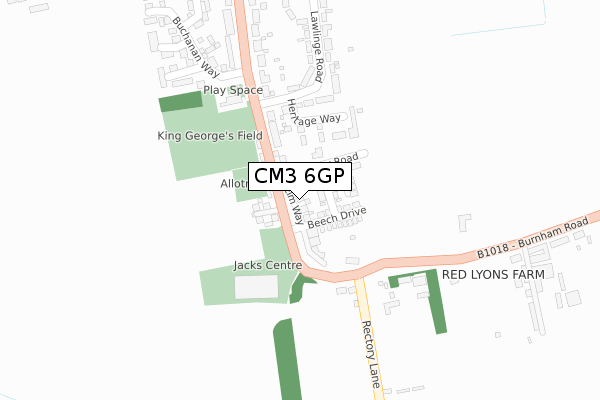 CM3 6GP map - large scale - OS Open Zoomstack (Ordnance Survey)