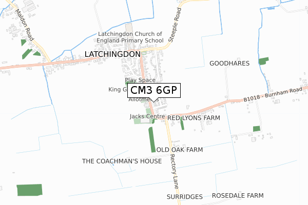 CM3 6GP map - small scale - OS Open Zoomstack (Ordnance Survey)