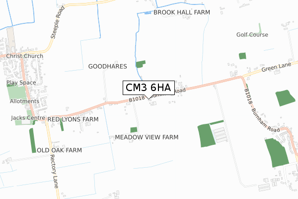 CM3 6HA map - small scale - OS Open Zoomstack (Ordnance Survey)
