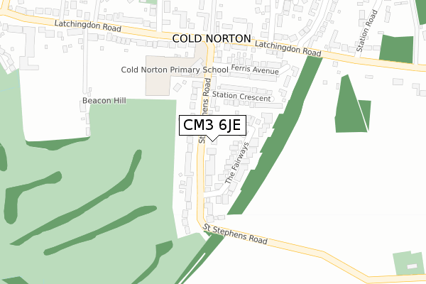 CM3 6JE map - large scale - OS Open Zoomstack (Ordnance Survey)