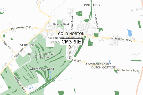 CM3 6JE map - small scale - OS Open Zoomstack (Ordnance Survey)