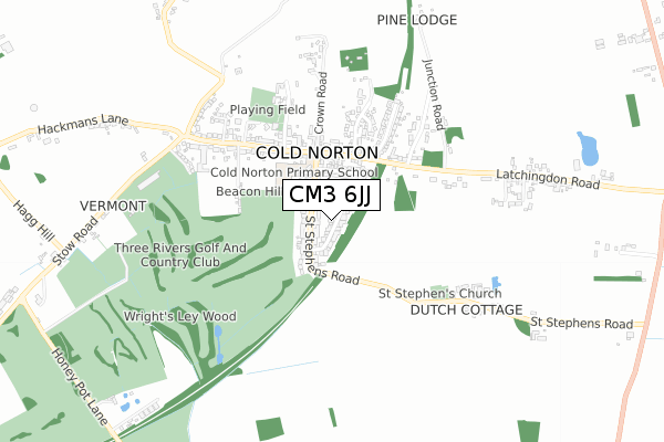 CM3 6JJ map - small scale - OS Open Zoomstack (Ordnance Survey)