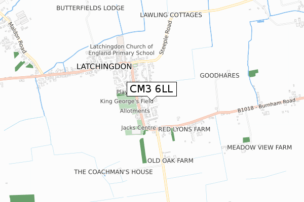 CM3 6LL map - small scale - OS Open Zoomstack (Ordnance Survey)