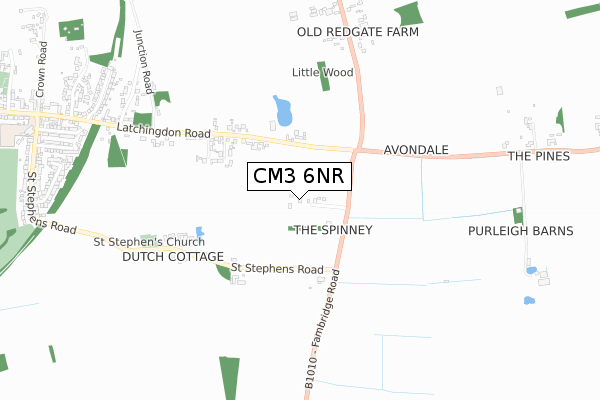 CM3 6NR map - small scale - OS Open Zoomstack (Ordnance Survey)