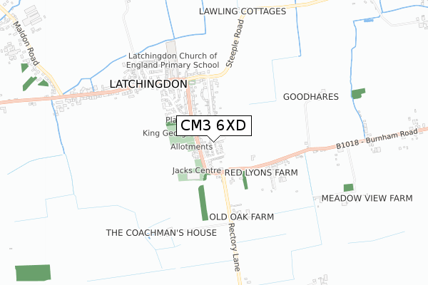 CM3 6XD map - small scale - OS Open Zoomstack (Ordnance Survey)