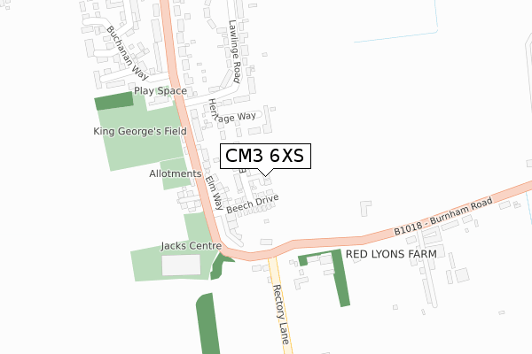 CM3 6XS map - large scale - OS Open Zoomstack (Ordnance Survey)