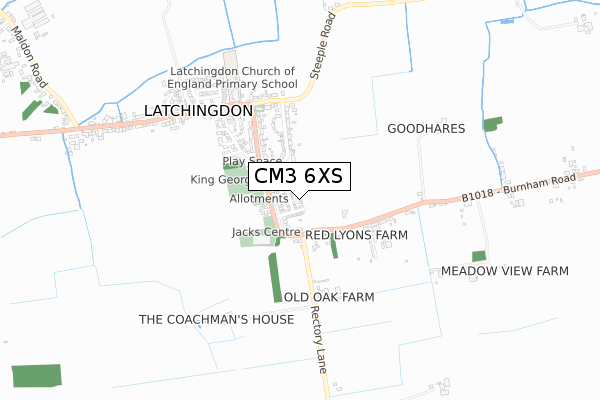 CM3 6XS map - small scale - OS Open Zoomstack (Ordnance Survey)