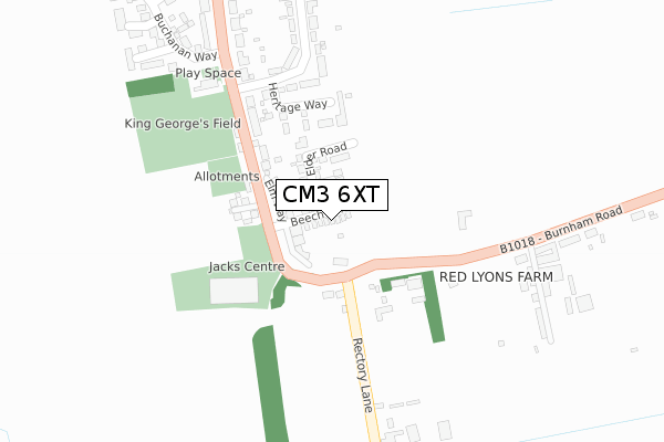 CM3 6XT map - large scale - OS Open Zoomstack (Ordnance Survey)