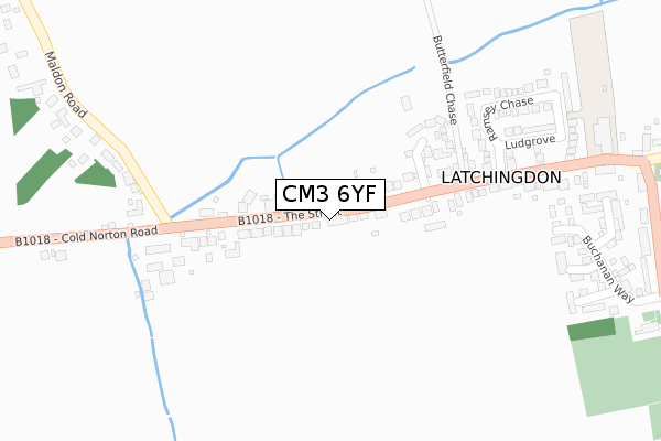 CM3 6YF map - large scale - OS Open Zoomstack (Ordnance Survey)