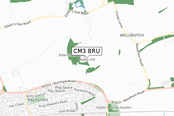 CM3 8RU map - small scale - OS Open Zoomstack (Ordnance Survey)