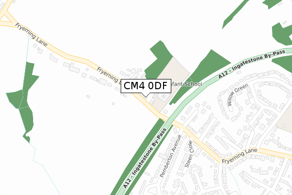 CM4 0DF map - large scale - OS Open Zoomstack (Ordnance Survey)