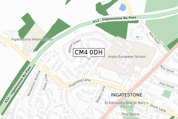 CM4 0DH map - large scale - OS Open Zoomstack (Ordnance Survey)