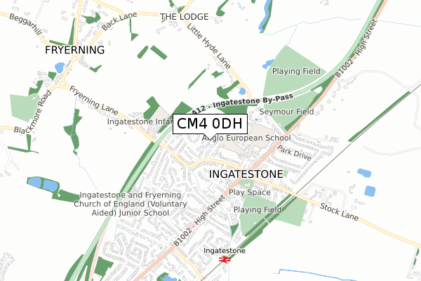 CM4 0DH map - small scale - OS Open Zoomstack (Ordnance Survey)